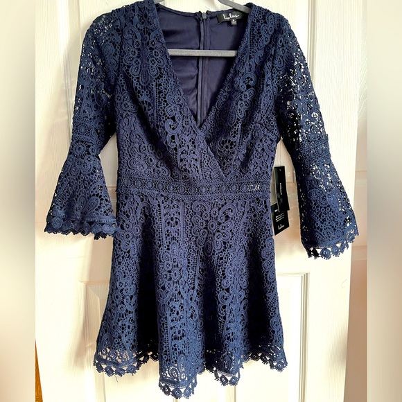 NWT ‼️Lulus Dark Navy Blue Lace Dress - Picture 1 of 4